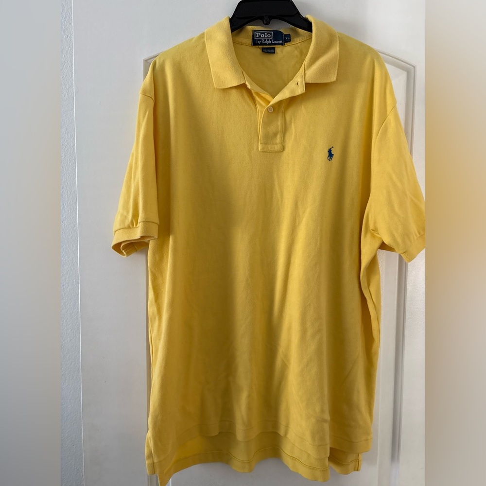 Polo Ralph Lauren Mens Yellow Short Sleeve Classic Fit Polo Shirt XL Preppy